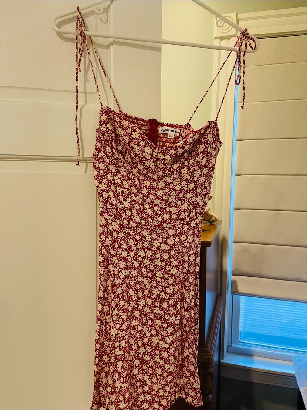 Reformation Wine Pink Floral Tie-Shoulder Midi Dress